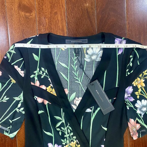 *NWT* BCBGMaxAzria Black Botanical Print Flowy Fit & Flare Dress - Size XXS - Picture 11 of 16